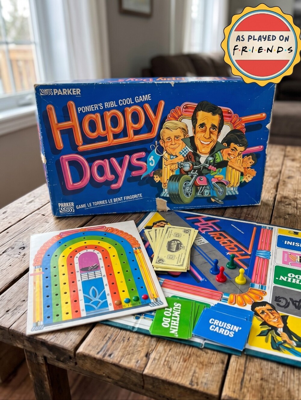 Vintage FRIENDS 1976 Happy Days Board Game TVcore Retro 70s 90s Fonzie Nostalgia